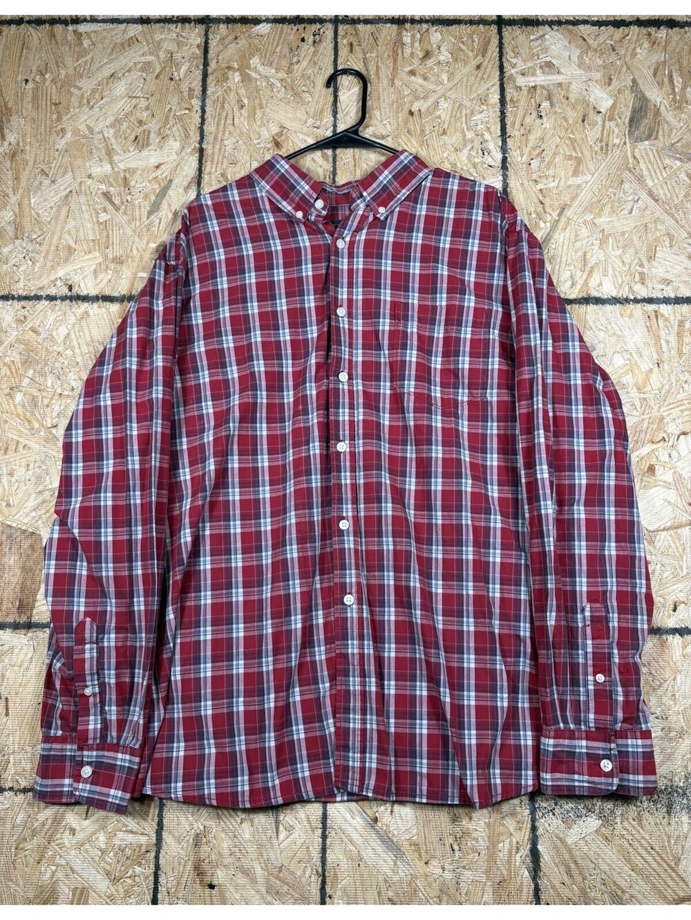 Faded Glory Flannel XL 46-48 Red Plaid Outdoor Hiking Long Sleeve Men’s